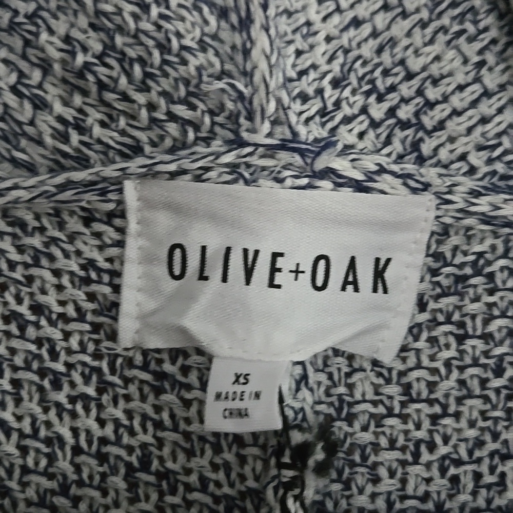 NWT Olive + Oak Blue & White Marled Open Front Draped Vest Cardigan XS - Picture 6 of 10